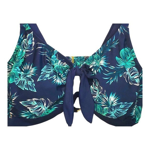 Women's‎ Heat Bikini Top Size 20W Tropical Print Plus Navy Swimsuit Top - Picture 2 of 6